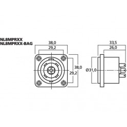 MONACOR NL8MPRXXGniazdo montażowe NEUTRIK SPEAKON